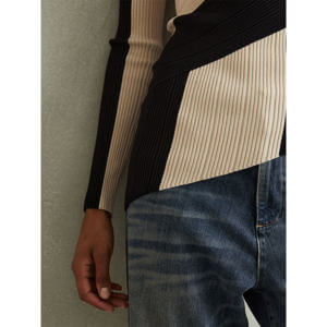 REISS JUDY Knitted Colourblock Asymmetric Top